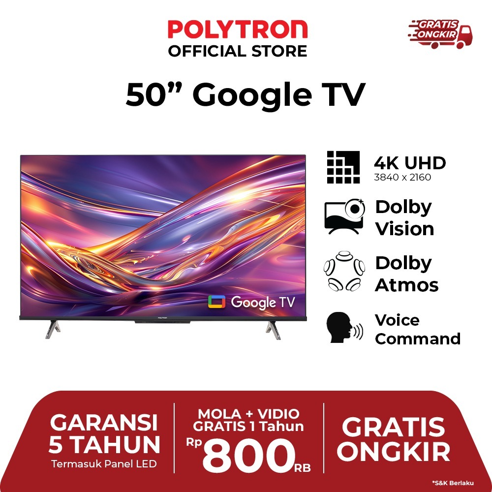TV LED 50" POLYTRON PLD-50UG5959/5059 ANDROID TV