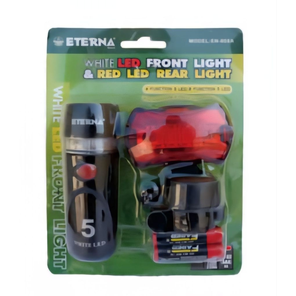 Eterna Lampu Sepeda EN-808A M/B dengan 5 LED Putih & 1 LED Merah Baterai Termasuk 4 Variasi Nyala Ou