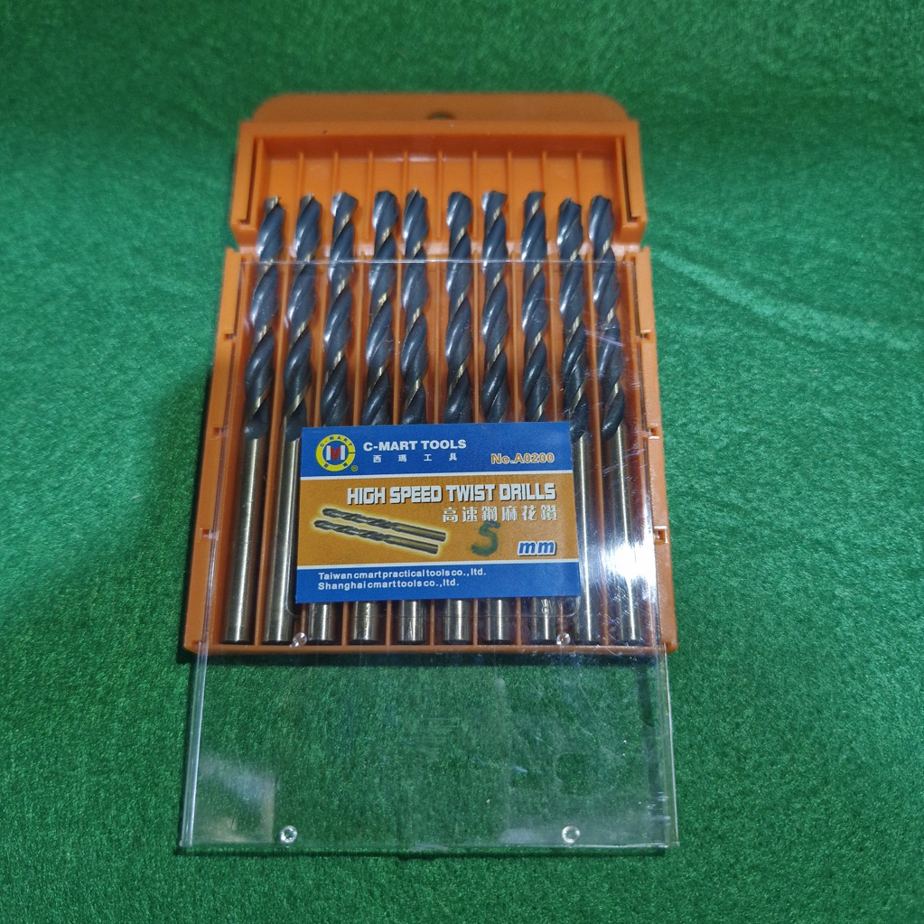 MATA BOR/KEPALA BOR/UJUNG BOR BRASS DRILL MINIDRIL BAHAN BAJA TITANIUM 5MM/ 5 MILI