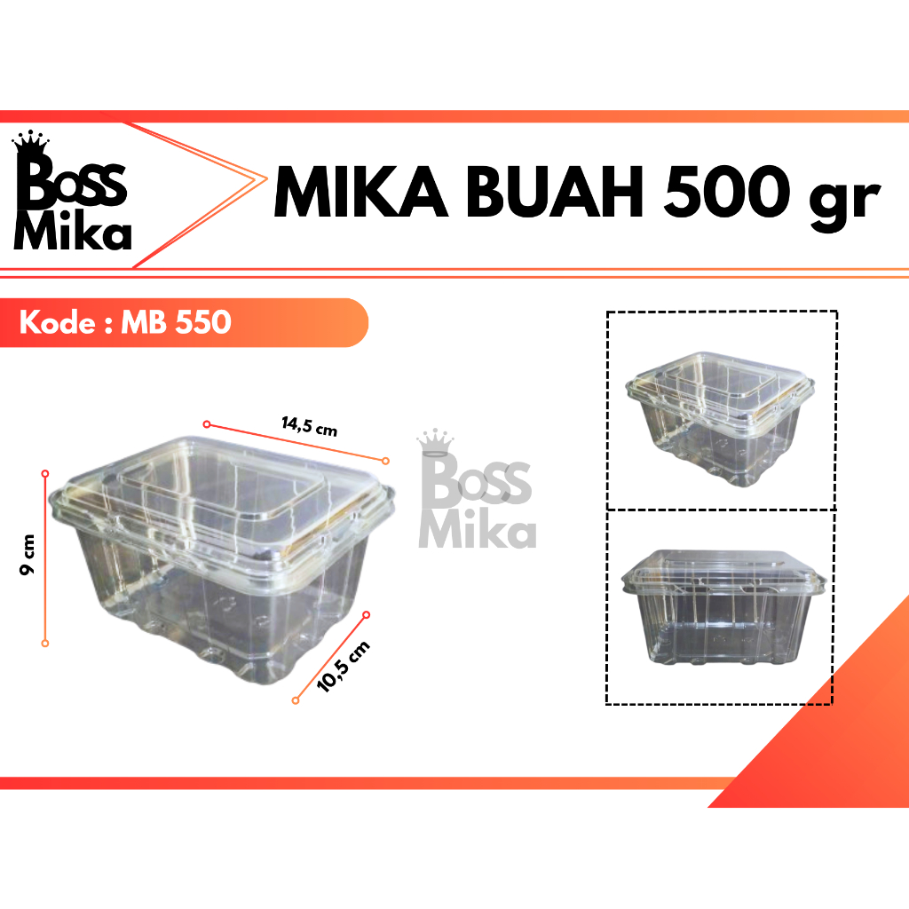 Mika Buah Strawberry, kelengkeng, salak 500 gram isi 25 pcs |Mika Buah | MB550