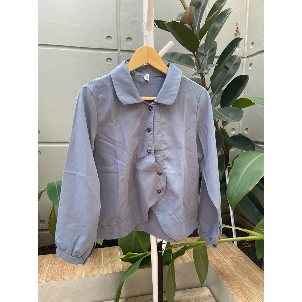 Kemeja Wanita Crop top Soft Blue LD100-105cm