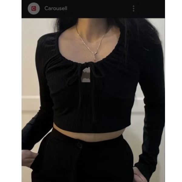 CROPPEED LONG SLEEVE TIE KNIT AEROPOSTALE