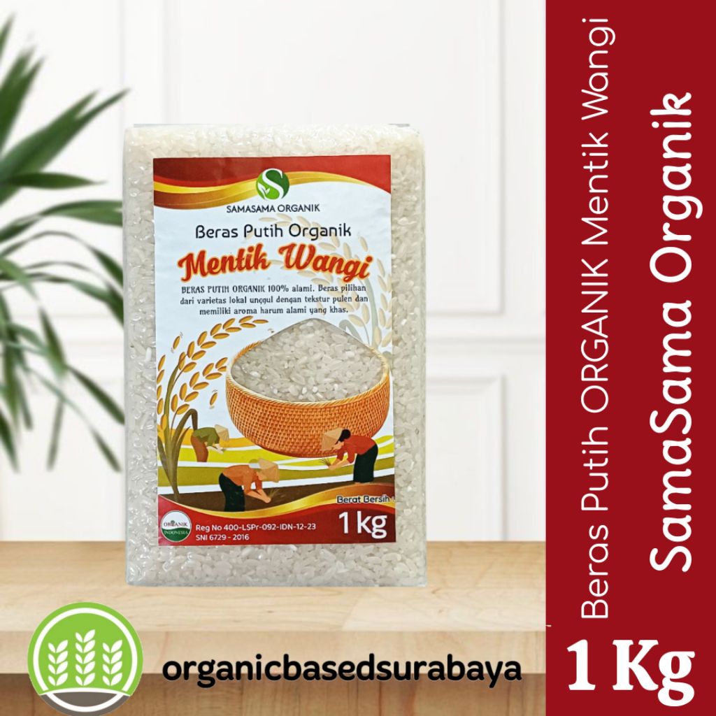 

Beras Putih ORGANIK MENTIK WANGI 1Kg cocok untuk Anak / Beras MPASI Merk SAMASAMA ORGANIK