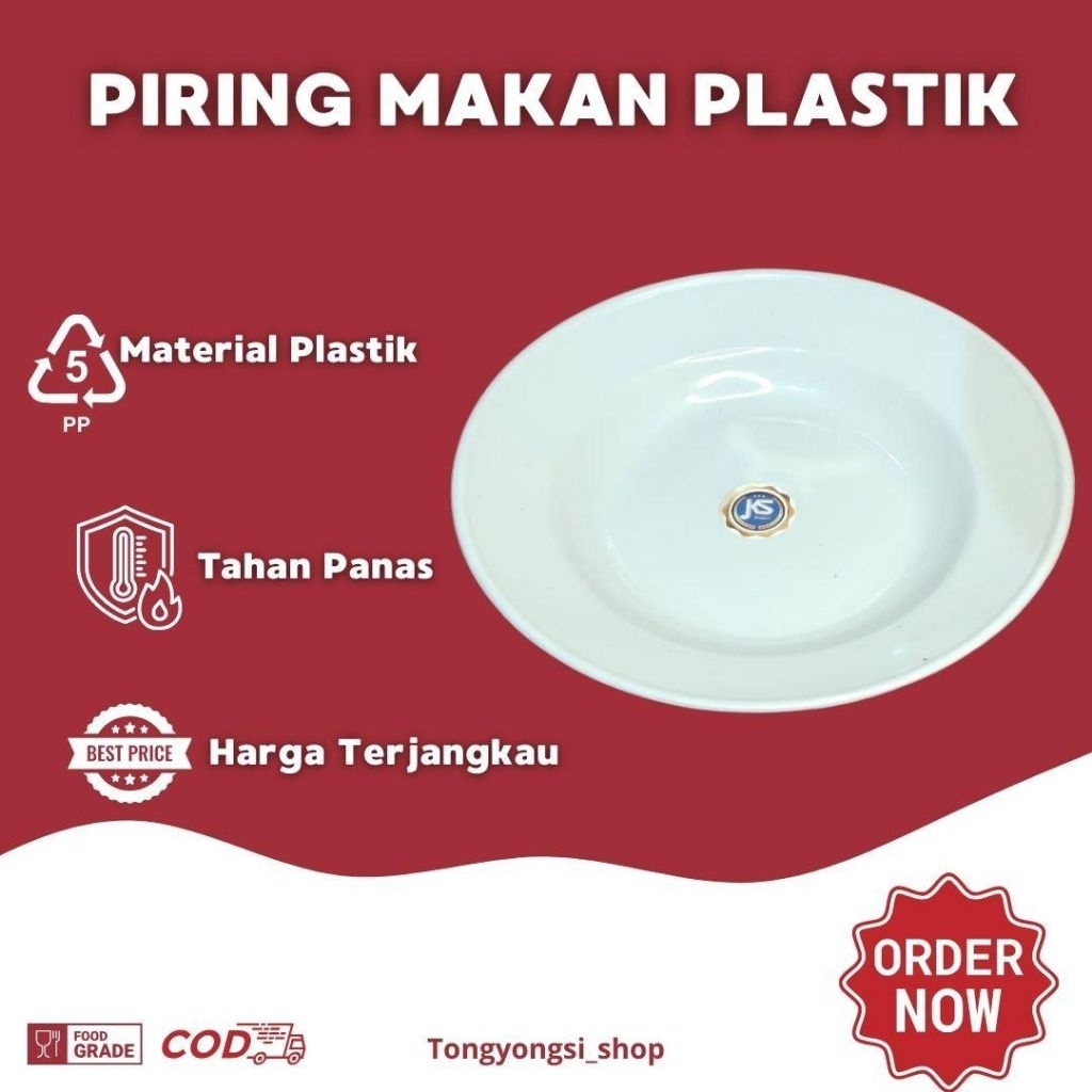 PIRING PLASTIK 12 PCS (1 LUSIN) BPA FREE WARNA PUTIH