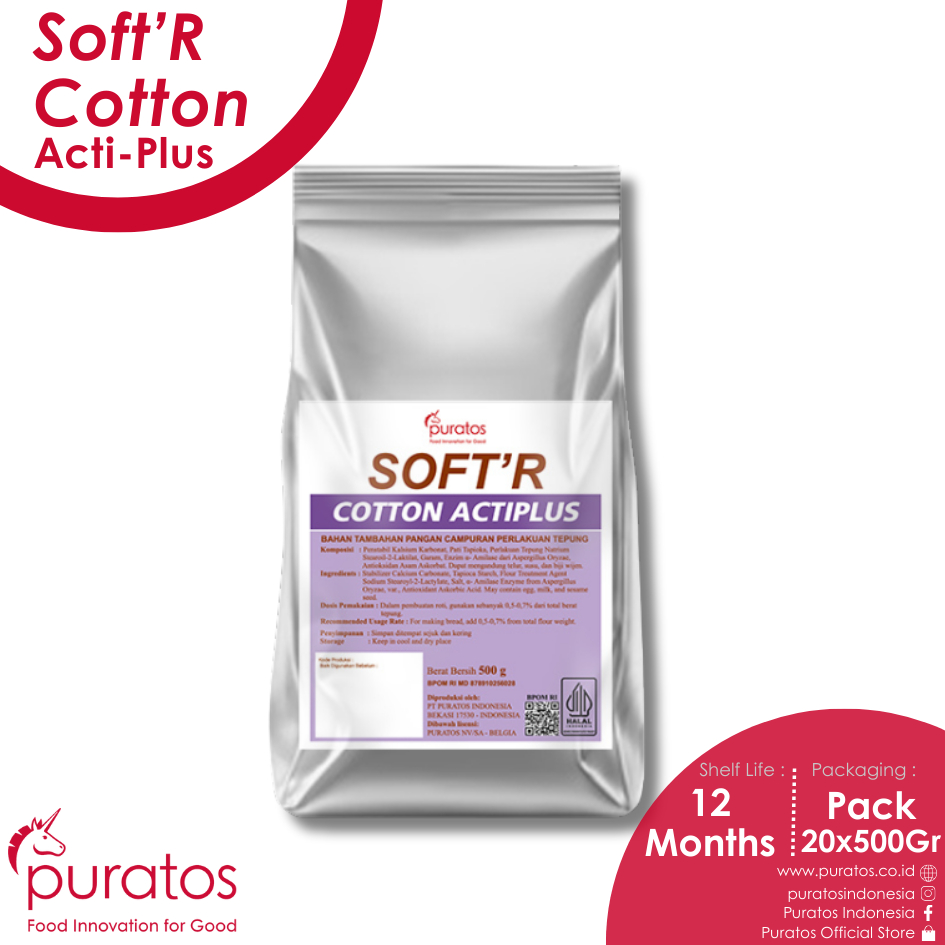 

Puratos Soft'R Cotton / Pengembang Roti / Improver/ Pelembut Roti - 500 gram
