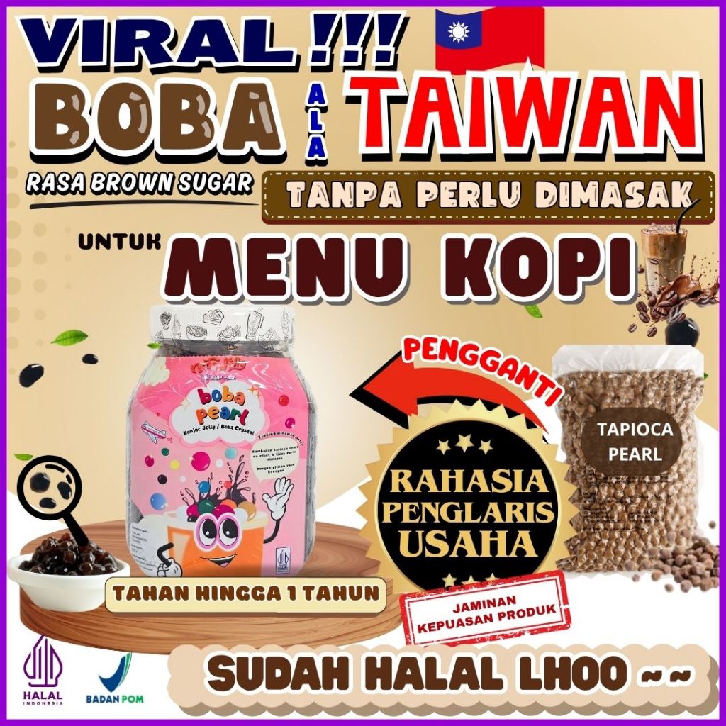 

BobaTapiocaPearlSiapSajiCocokDengan RASBELL Sirup Sirop Syrup - Boba Pearl Brown Sugar 1 Kg | Cocok Untuk Semua Jenis Minuman