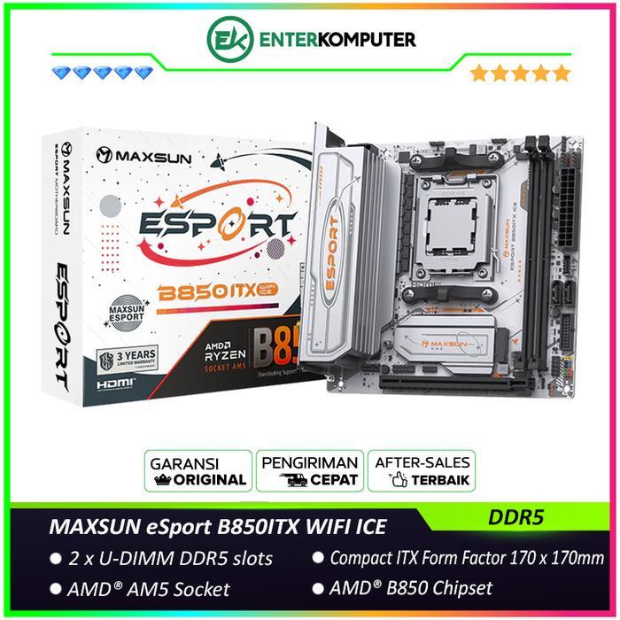 MAXSUN eSport B850ITX WIFI ICE (AM5, AMD B850, DDR5, USB3.2 Type-C, SATA3)