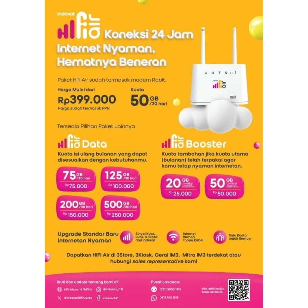 Hifi Air Rabit Wifi Modem Router 4G Free Kartu Paket+kuota Internet