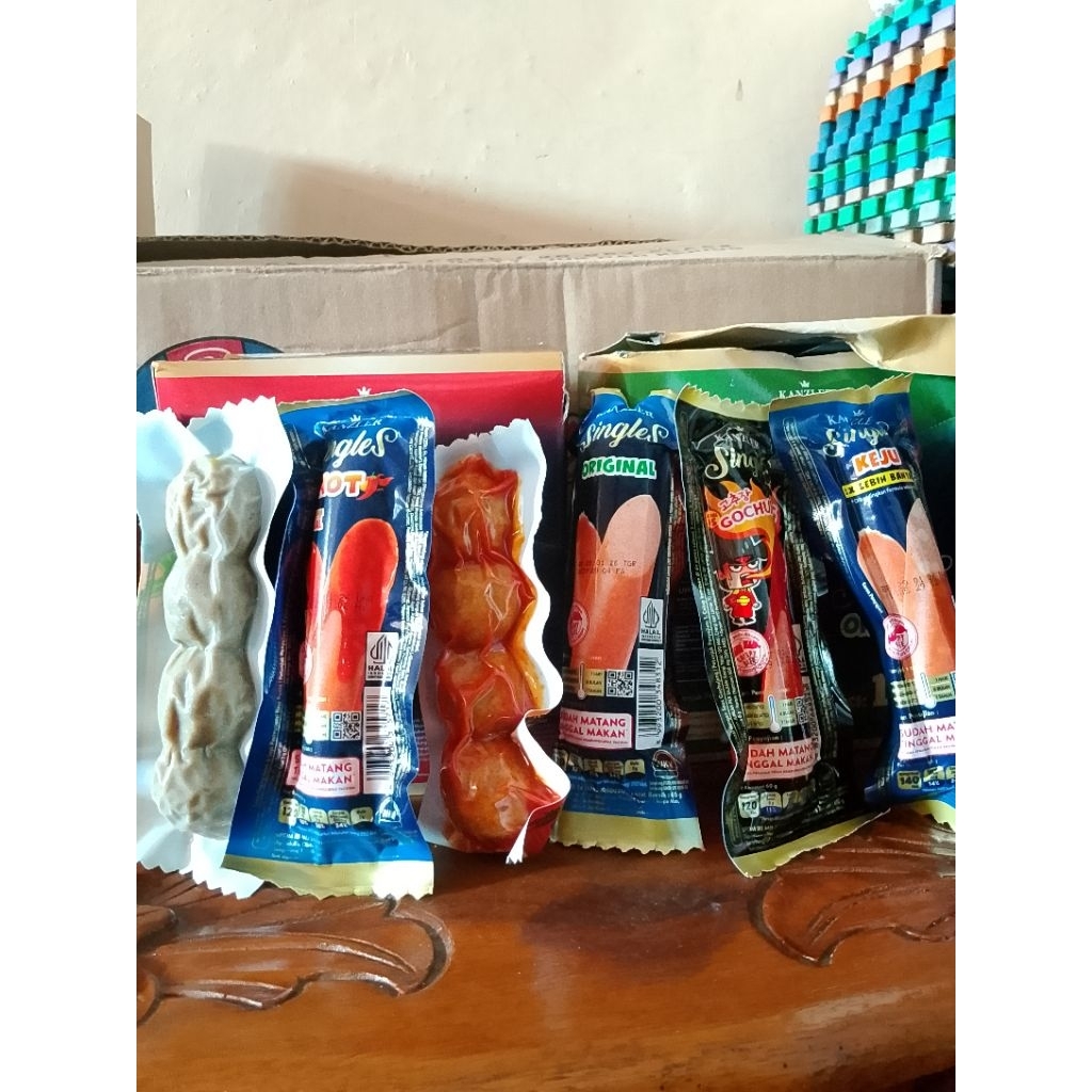 1 BOX KANZLER SINGLES 65gr MIX ALL VARIAN, bakso hot, bakso original, sosis original, sosis keju, so