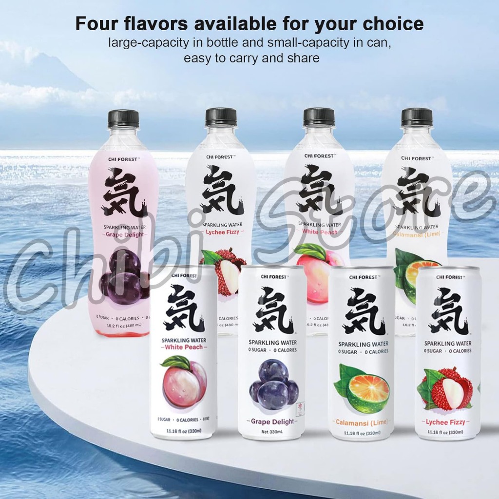 

CHI Forest Minuman Soda Bebas Gula - Minuman 0 Sugar 0 Kalori 0 Fat - Sparkling Water White Peach Lychee Fizzy Calamansi Lime Grape Delight 330-480ml