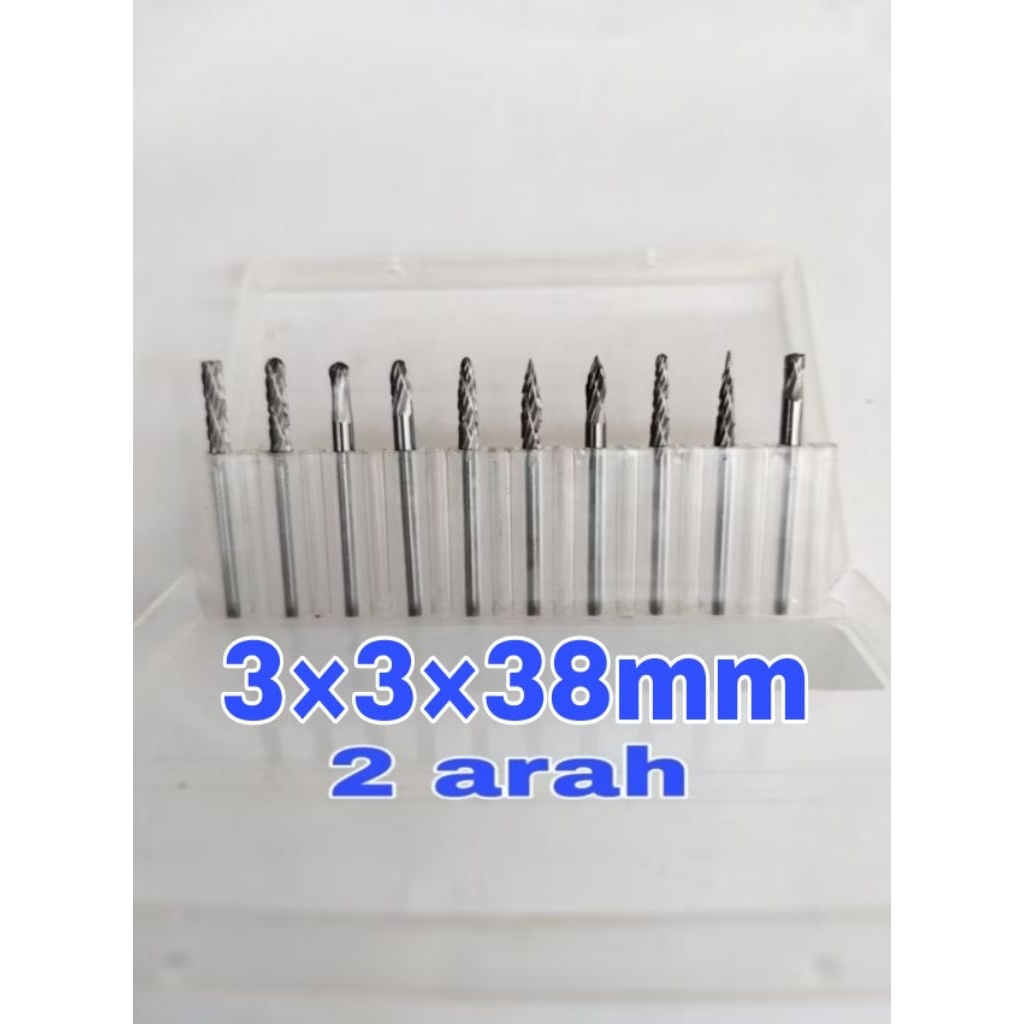 10pcs mata bor tuner kerok 3x3×38mm dua arah tungsten carbide buat bor tuner bengkok