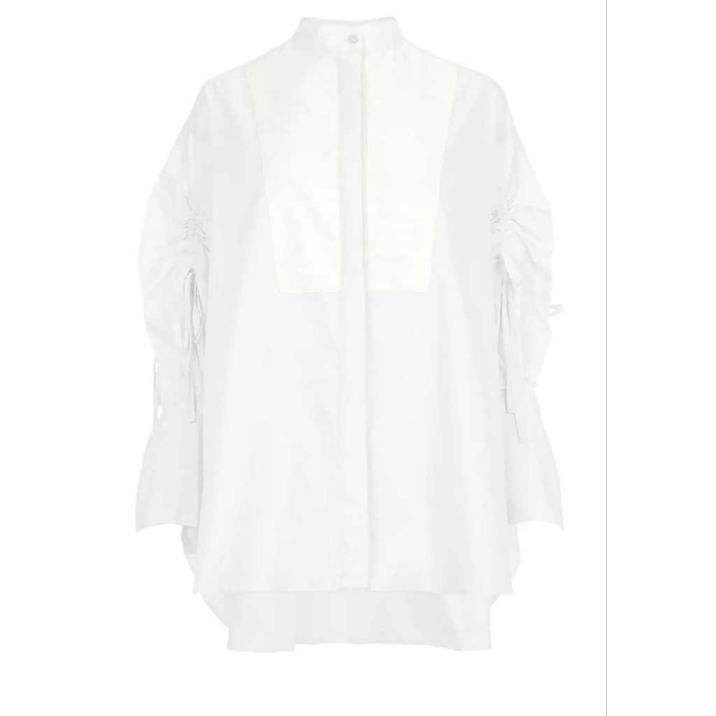 Benang Jarum Diana Drawstring Shirt White - Kemeja Putih Benang Jarum