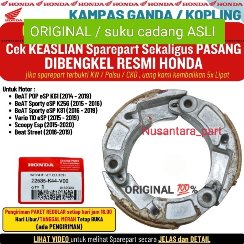 Kampas Ganda Otomatis Kopling Beat Fi Stater Halus Original Beat POP Scoopy Esp Vario 110 Fi Beat St