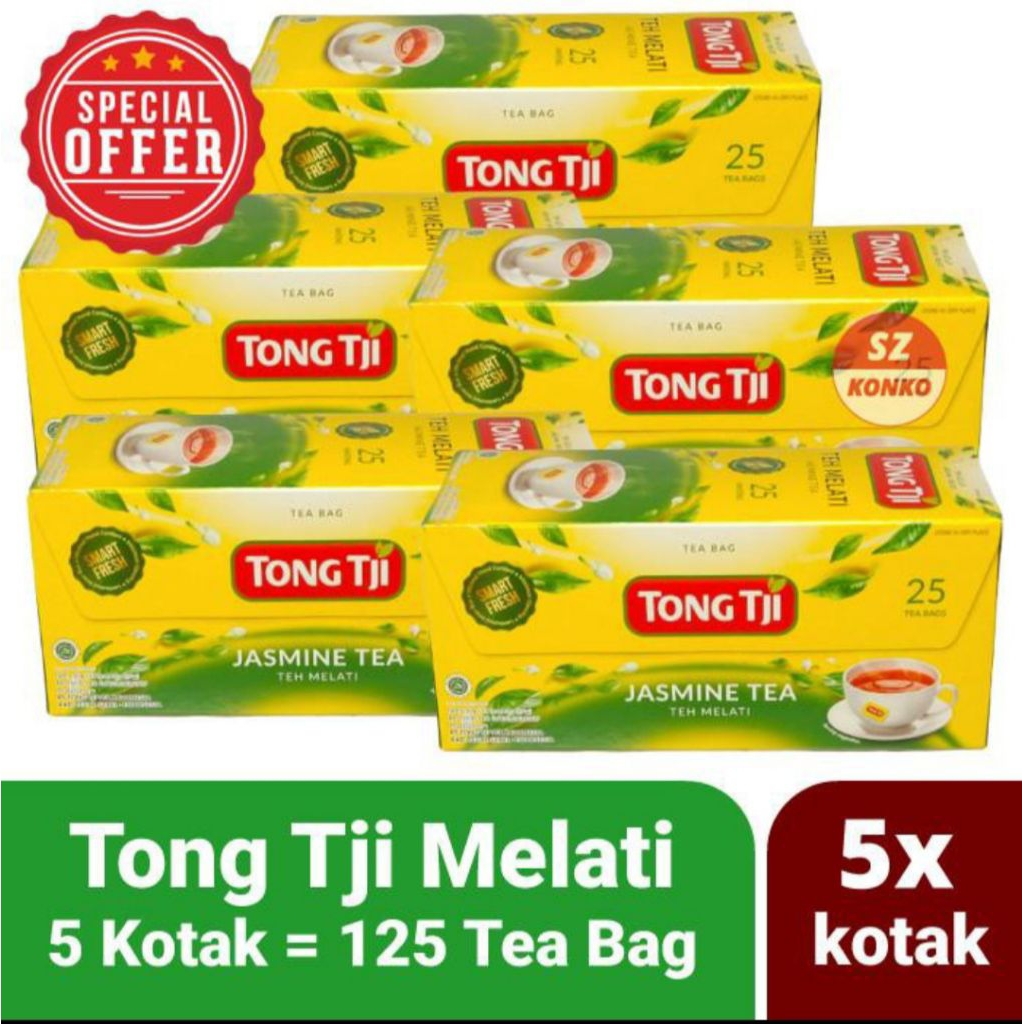 

paket Hemat 5x Tong Tji teh melati @ 25 bag teh celup non amplop.