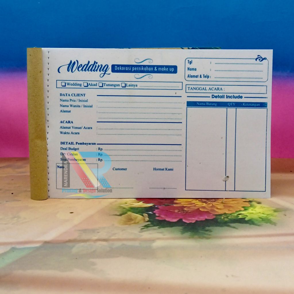 

Nota Wedding Siap Pakai | Invoice Kwitansi WO Vendor Pernikahan | NCR 2 Ply & HVS 1 Ply