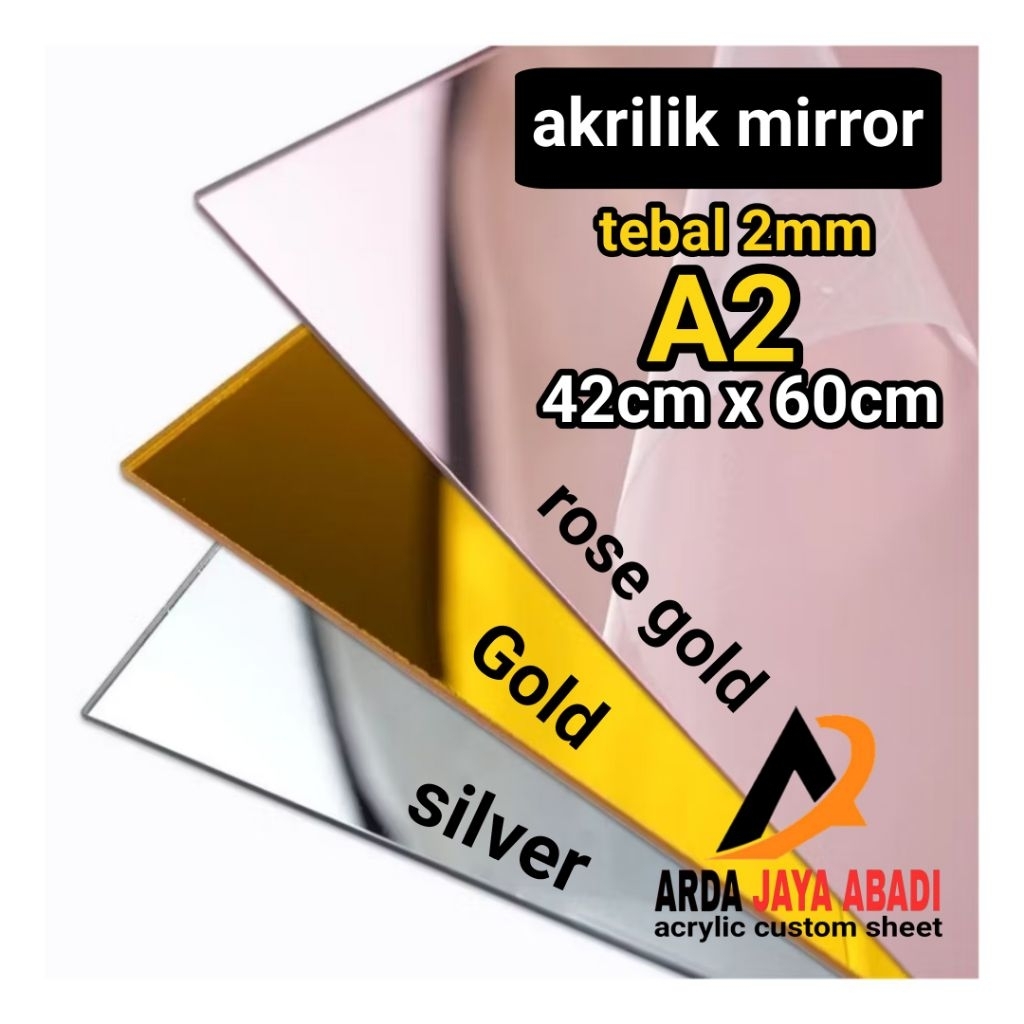 akrilik mirror A2 mirror gold mirror silver mirror rose gold akrilik lembaran marga cipta