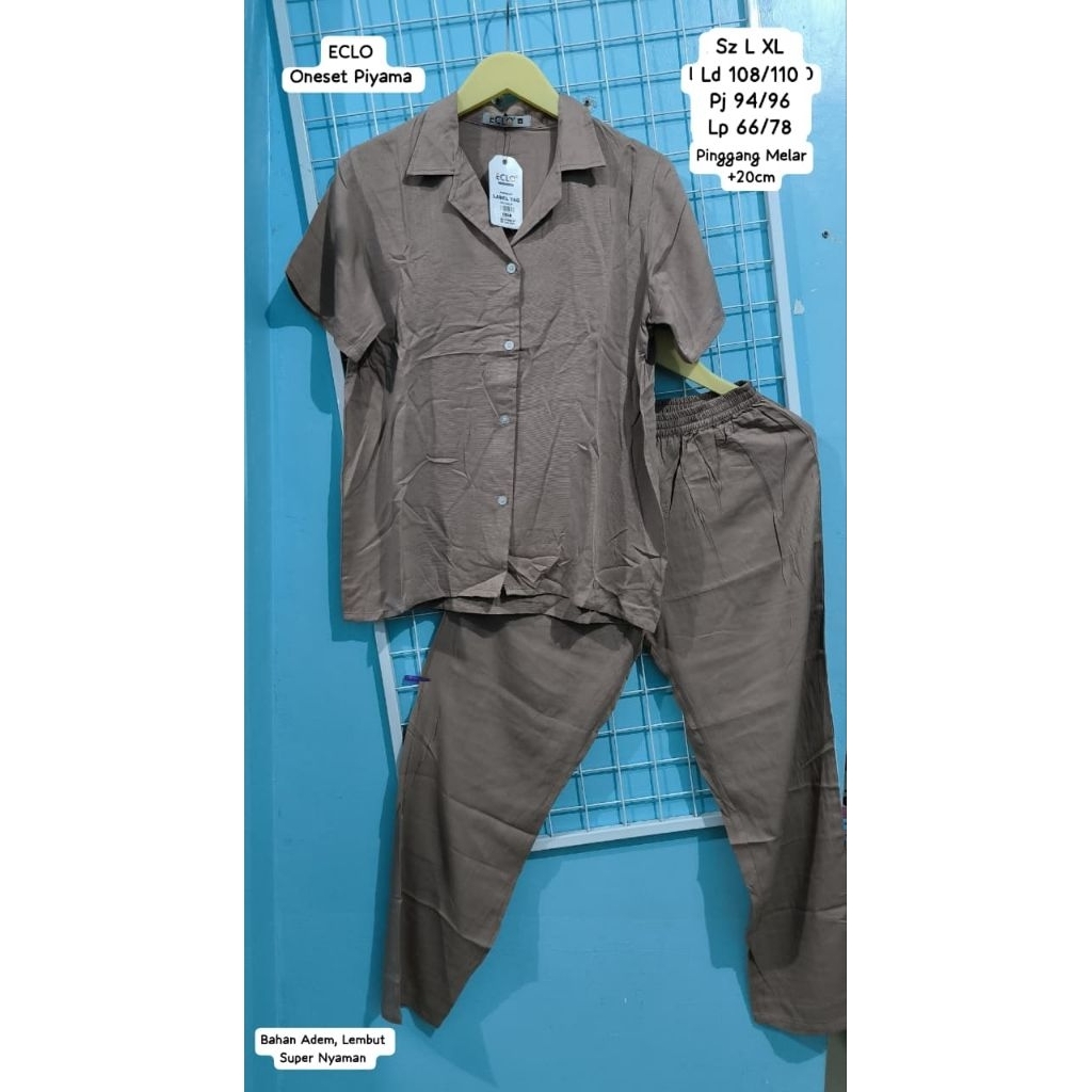 ONESET SETELAN PIYAMA CELANA PANJANG WANITA / BAJU TIDUR WANITA ECLO BRANDED MATAHARI NRY0288