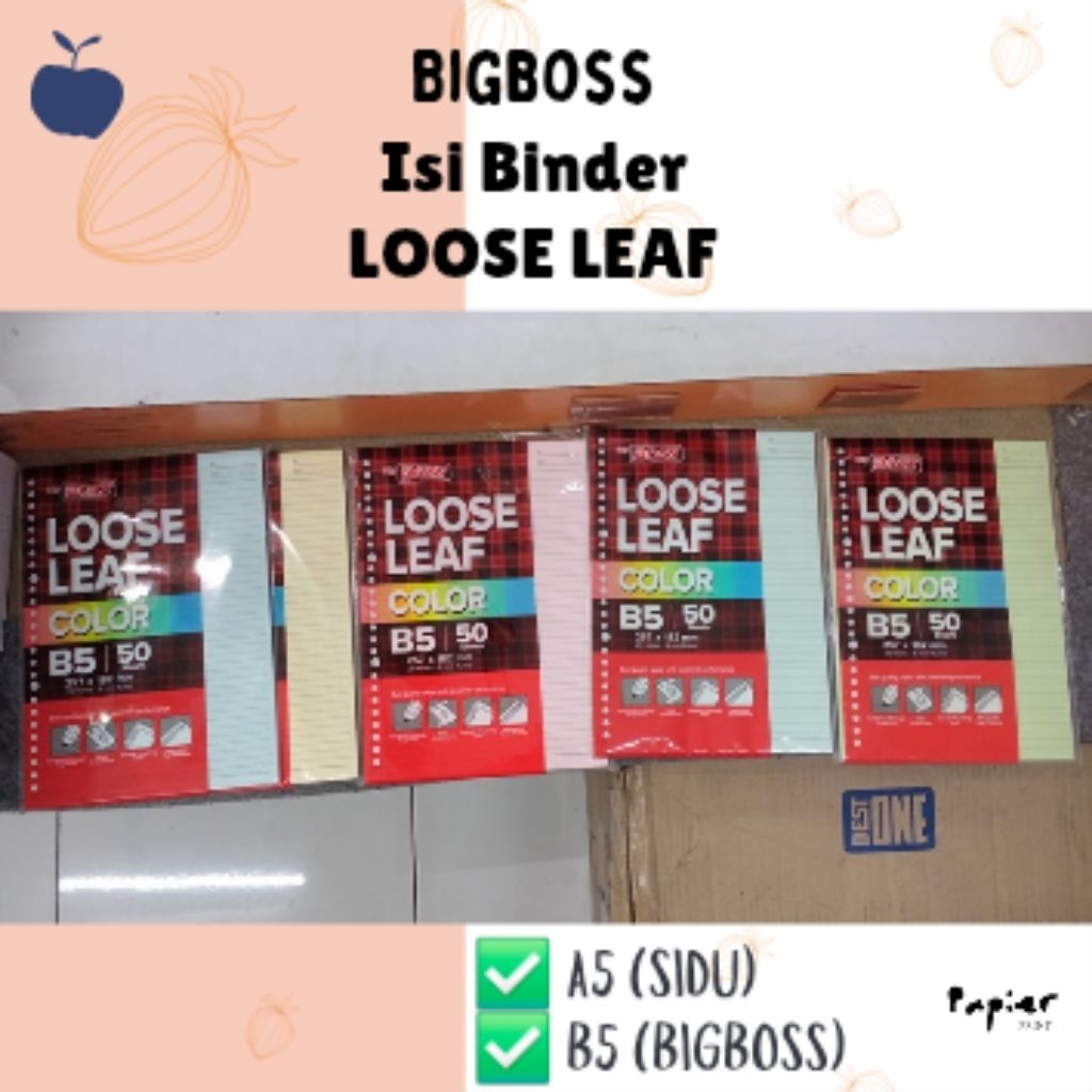 

PAPIER - isi 50lembar LOOSE LEAF COLOR A5 dan B5 (bergaris) | Isi Binder Loose Leaf