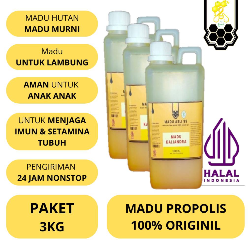 

PAKET PROMO MADU ASLI KALIANDRA 3 kg Raw honey Madu Murni Asli Nektar Bunga Kaliandra