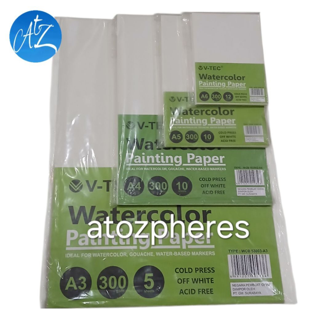 

Kertas cat air V-TEC VTEC COLD PRESS OFF WHITE ACID FREE Watercolor Gouache Water - Based Markers Painting Paper A3 ( 5 Sheets) A4 ( 10 Sheets ) A5 ( 10 Sheets ) A6 ( 12 Sheets ) 300gsm