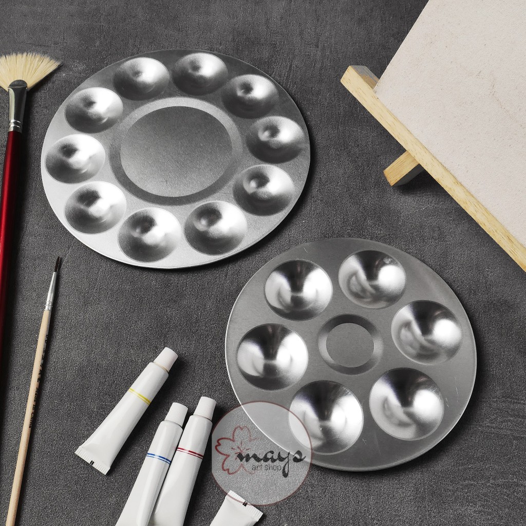 

Palet Cat Lukis Bulat Logam Alumunium - Palette Cat Air Acrylic Akrilik Piring 7 10 Lubang