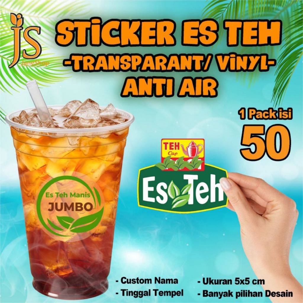 

Isi 50 Pcs Stiker Es Teh Custom Nama | Sticker Es Teh Jumbo | Stiker Vinyl & Transparan | Stiker Cup | Stiker Kemasan | Label Kemasan | Sticker Cup Custom Nama | Cutting Bentuk Bulat