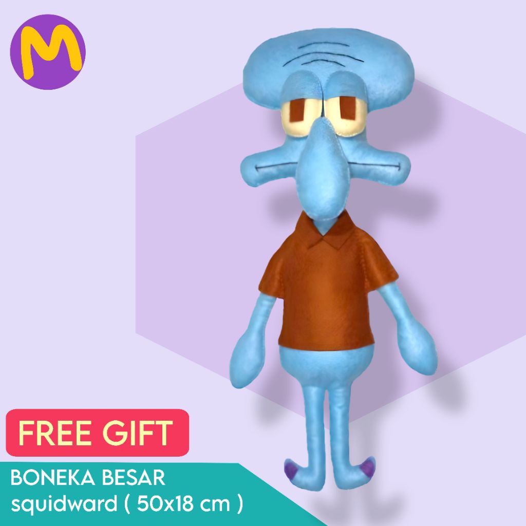 Boneka besar / boneka flanel lucu karakter squidward + BONUS