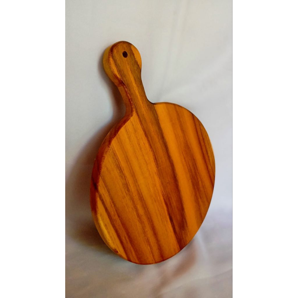 Talenan Pizza Kayu Bulat Jati 25 cm – Alas Potong, Tatakan, Serving Board, Alas Saji Makanan