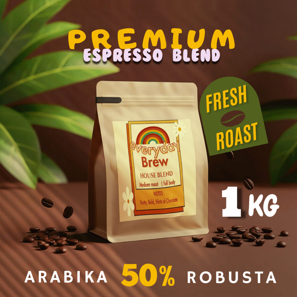 

Everyday Brew – House Blend 1kg | Kopi Komersial untuk Cafe, Resto, & Kantor Bubuk - Biji