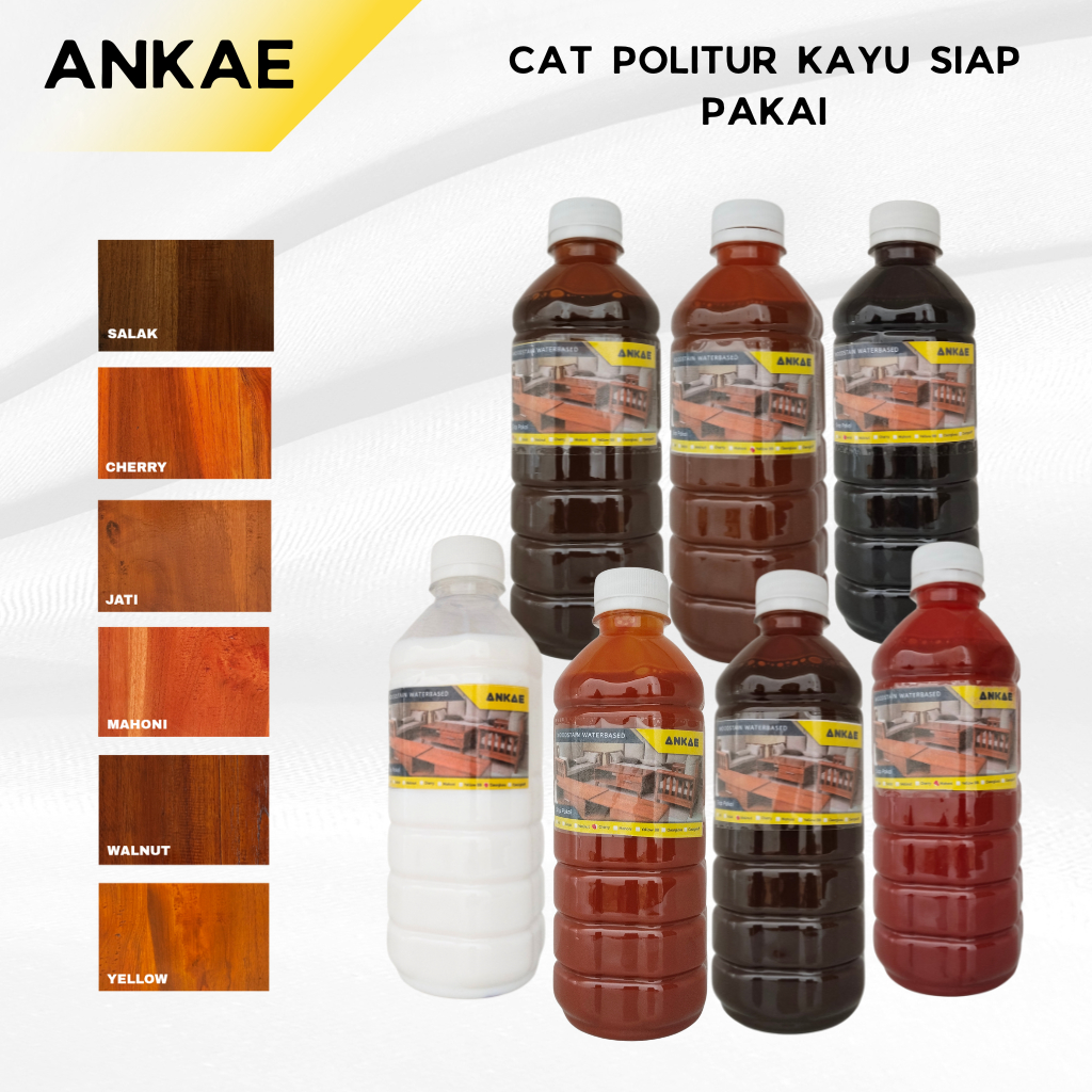 Cat Kayu Politur Air Plitur Kayu Rotan Triplek Bambu Warna Walnut Salak Jati Mahoni Akasia