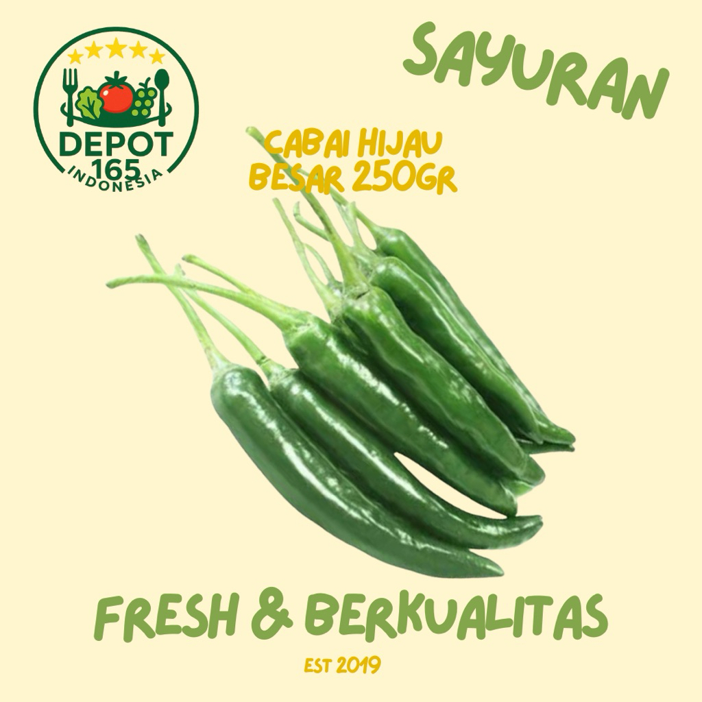 

Cabai Hijau Besar Fresh 100/250/500 gr | DEPOT 165 INDONESIA | SURABAYA