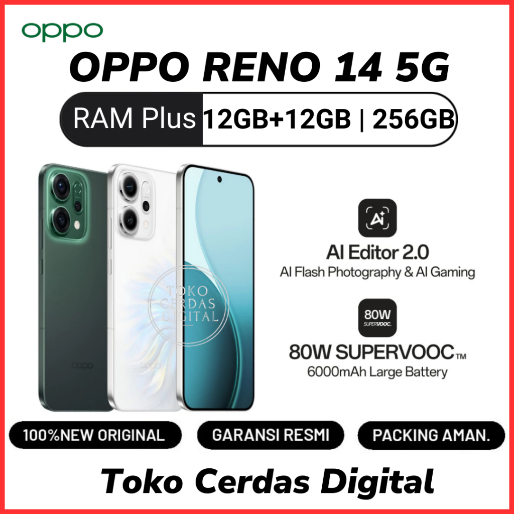 OPPO Reno 14 5G 12/256GB Garansi Resmi 12 Bulan | Reno14 5G 12GB/256GB