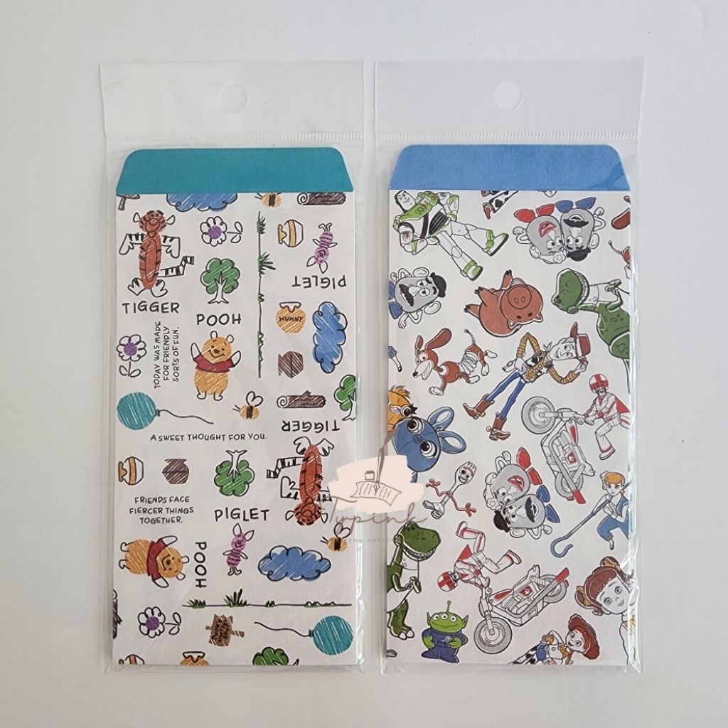 

DISNEY LONG TYPE M ENVELOPE 5PCS AMPLOP ANGPAO ANGPAU TOY STORY WINNIE POOH MADE IN JAPAN