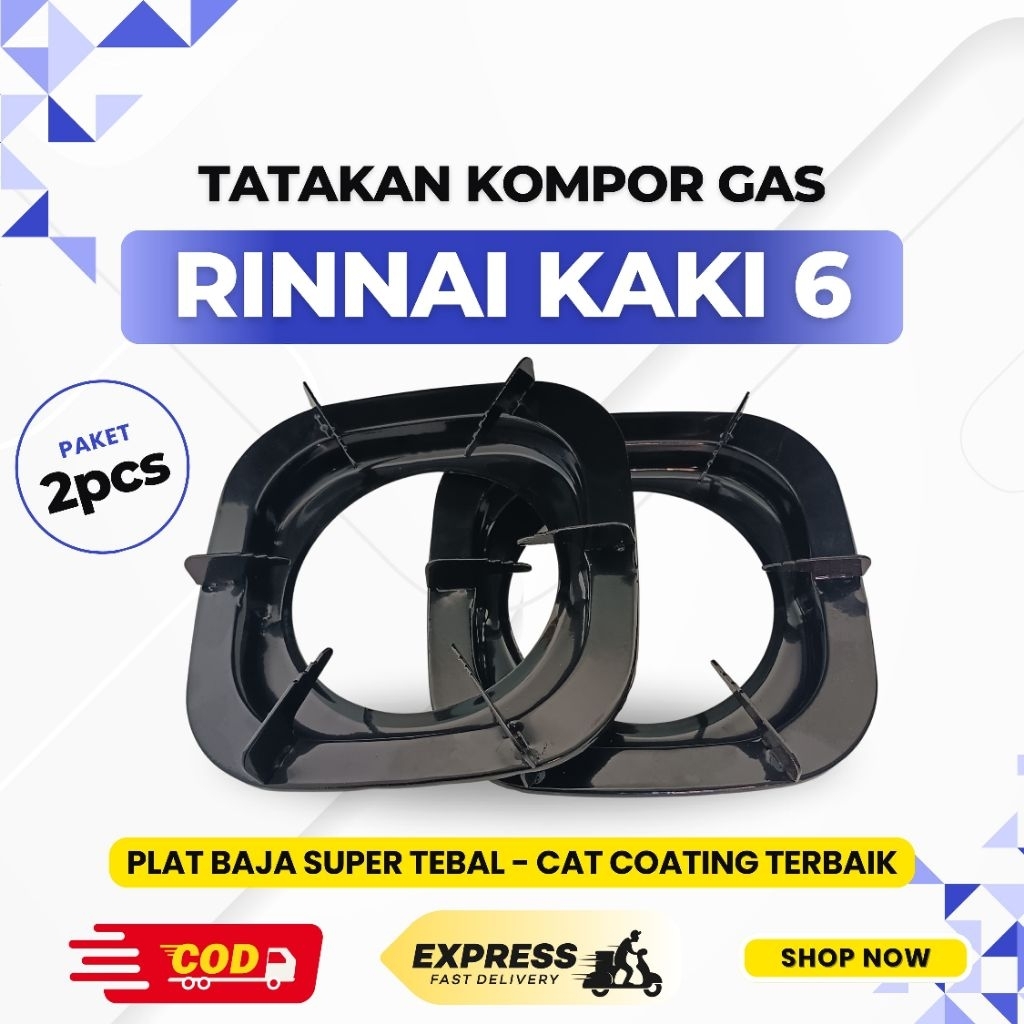 Paket 2 pcs Tatakan kompor gas Rinnai Tebal Kaki 6 Kwalitas Terbaik-RI 602BGX-RI 602A- RI 603E- RI 7