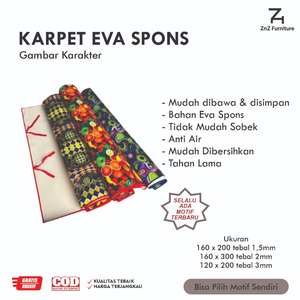 Grade A/KARPET SPONS 200 X 120 CM/ TEBAL/ karpet spons tikar karakter 200x120/KARPET