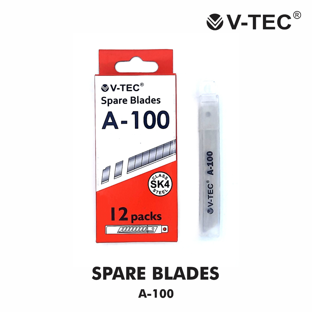 

V-TEC Refill Cutter Type L-150 & L-100 Box Merah - Spare Blades/Isi Cutter/Mata Pisau Silet (2Tube)