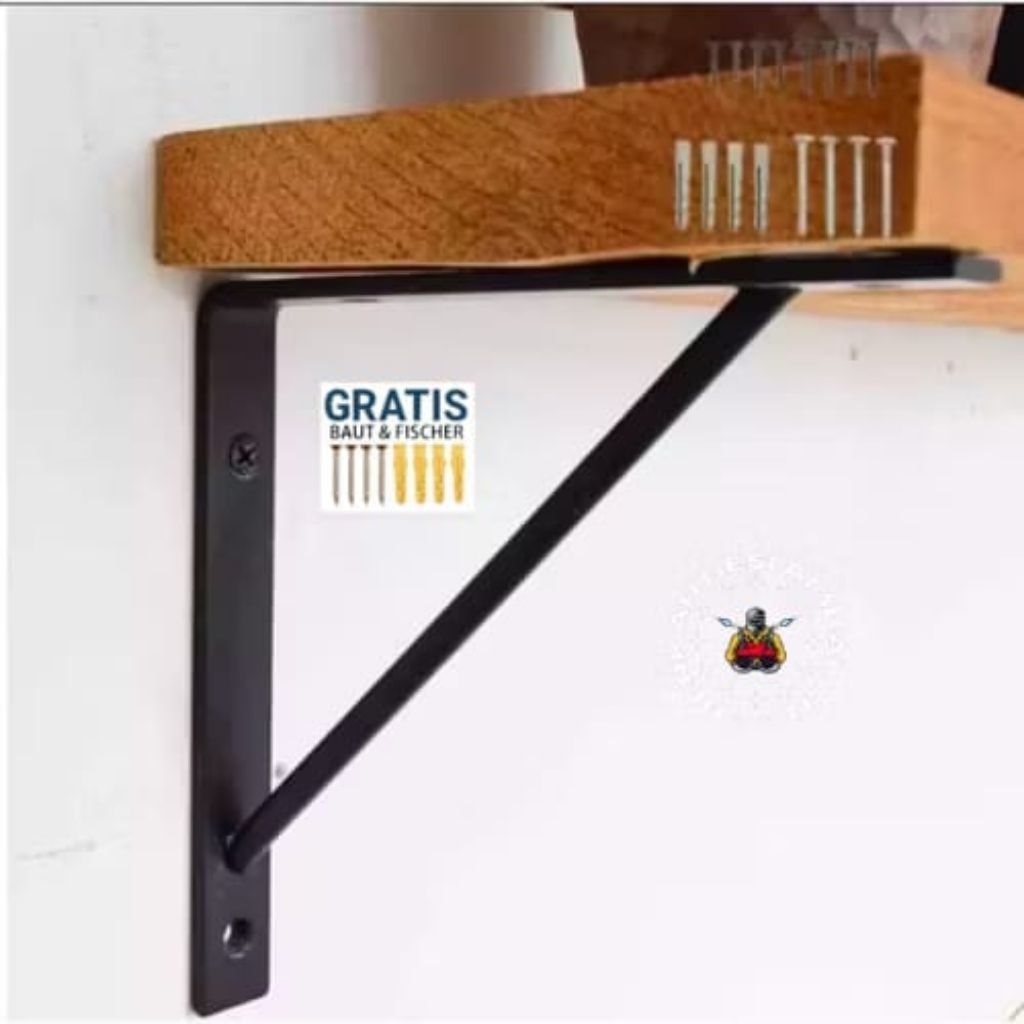 Breket besi siku rak dinding susun tebal- rak siku ambalan