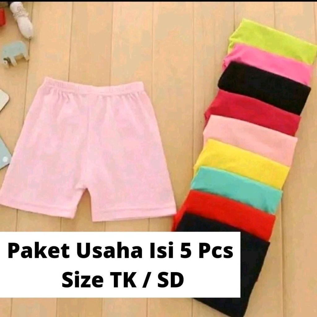 Paket Usaha Isi 5 Pcs Legging Short Anak TK / SD Bahan Spandex