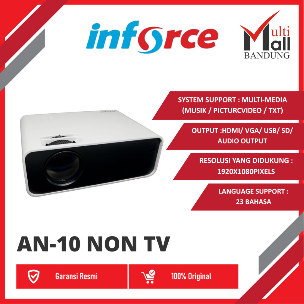 Inforce Mini Projector AN-10+ Non TV Tuner (NT) Proyektor tunner