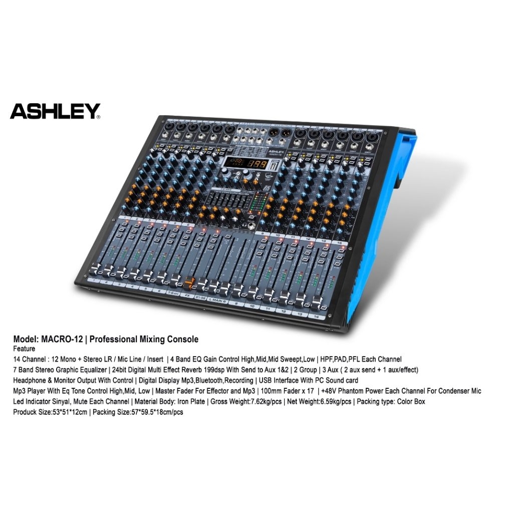 mixer audio ashley makro 12 12 channel original  mixer ashley macro 12 channel