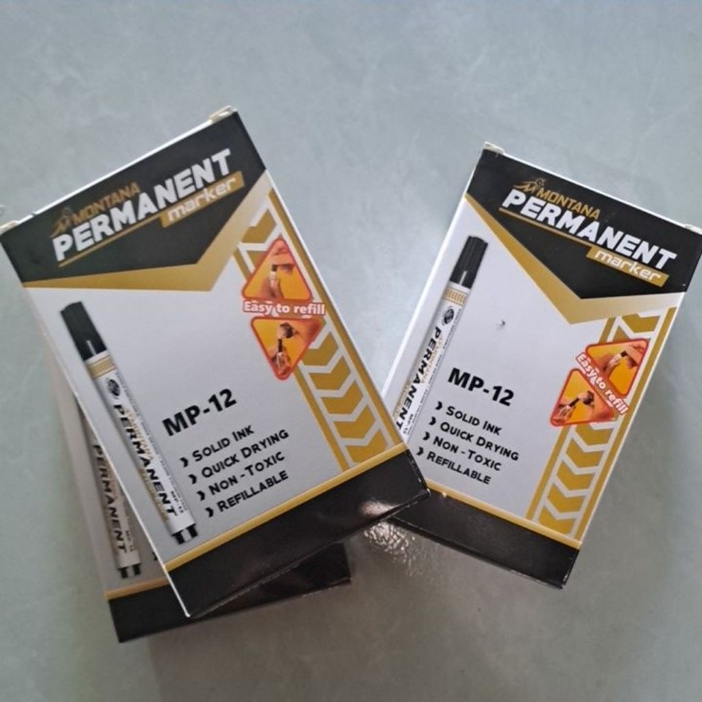 

Spidol PERMANENT Marker Montana Warna Hitam 1 Lusin/ Spidol Besar Tinta Hitam/ Permanen Marker Besar