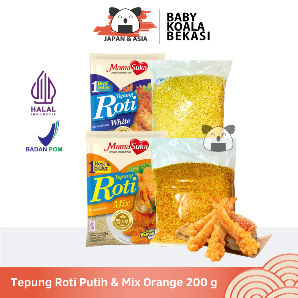 

MAMASUKA PANKO Mix ORANGE & Putih Tepung Roti Ekonomis 200 g Halal │ Panir untuk Karage -BKB