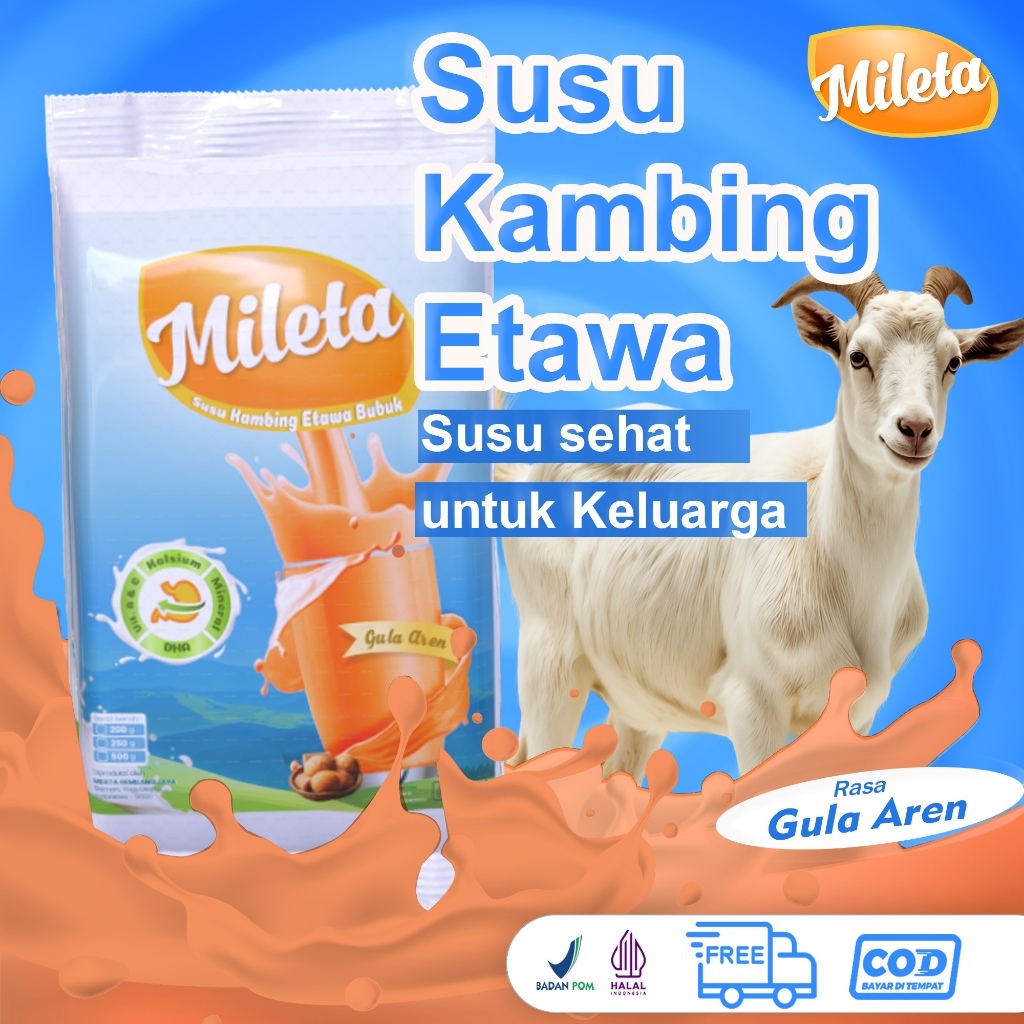 

Susu Kambing Etawa Murni Rasa Gula Aren | Atasi Asam Urat dan Nyeri Sendi Kemasan 200gr 500gr 1KG