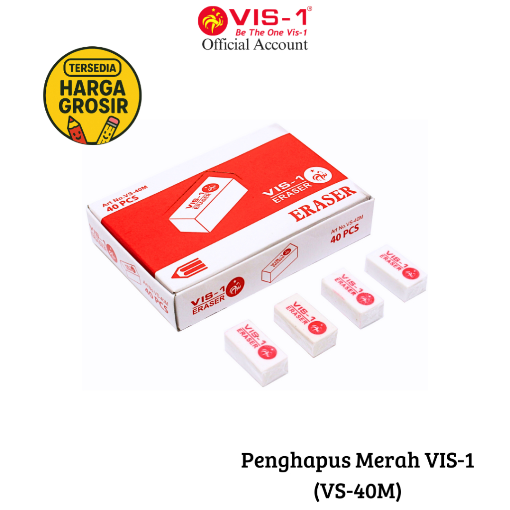 

VIS-1 Penghapus Merah kode VS-40M / Red Eraser (40pcs)
