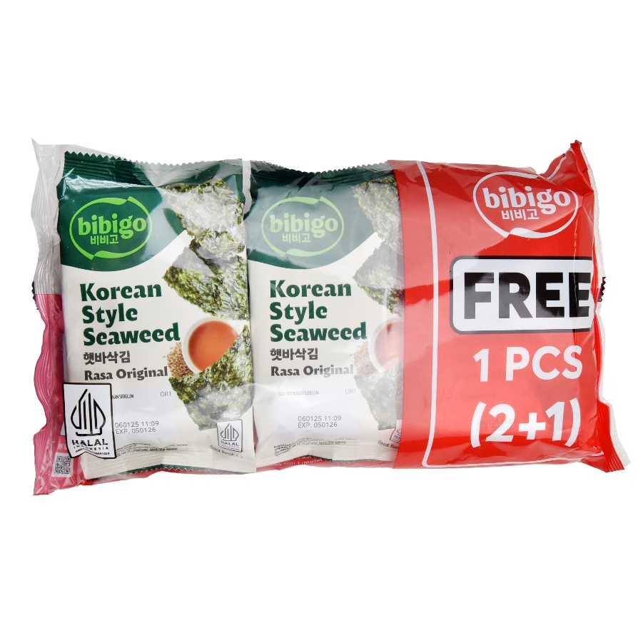 

BUY 2 GET 1 FREE - CJ Bibigo Korean Style Seaweed Original / Rumput Laut 4 Gr