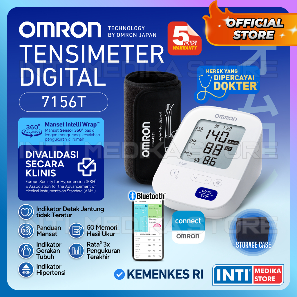 OMRON - Tensimeter Digital + Connect Bluetooth HEM 7156T | Tensi Darah
