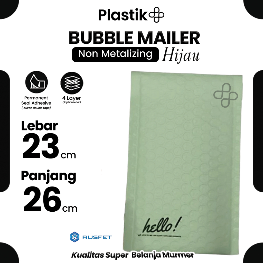 

Amplop Security Bubble Mailer Green Matte (Hijau) 23 x 26cm Premium Solid Color Rusfet Harga Satuan