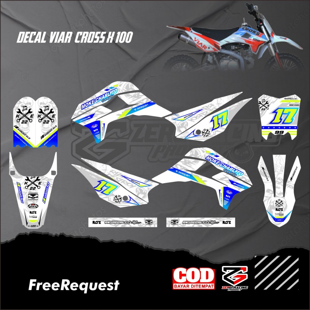 DECAL VIAR CROSS X 100 DECAL FULL BODY VIAR 100 DECAL MINI TRAIL BODY VIAR BISA REQUEST