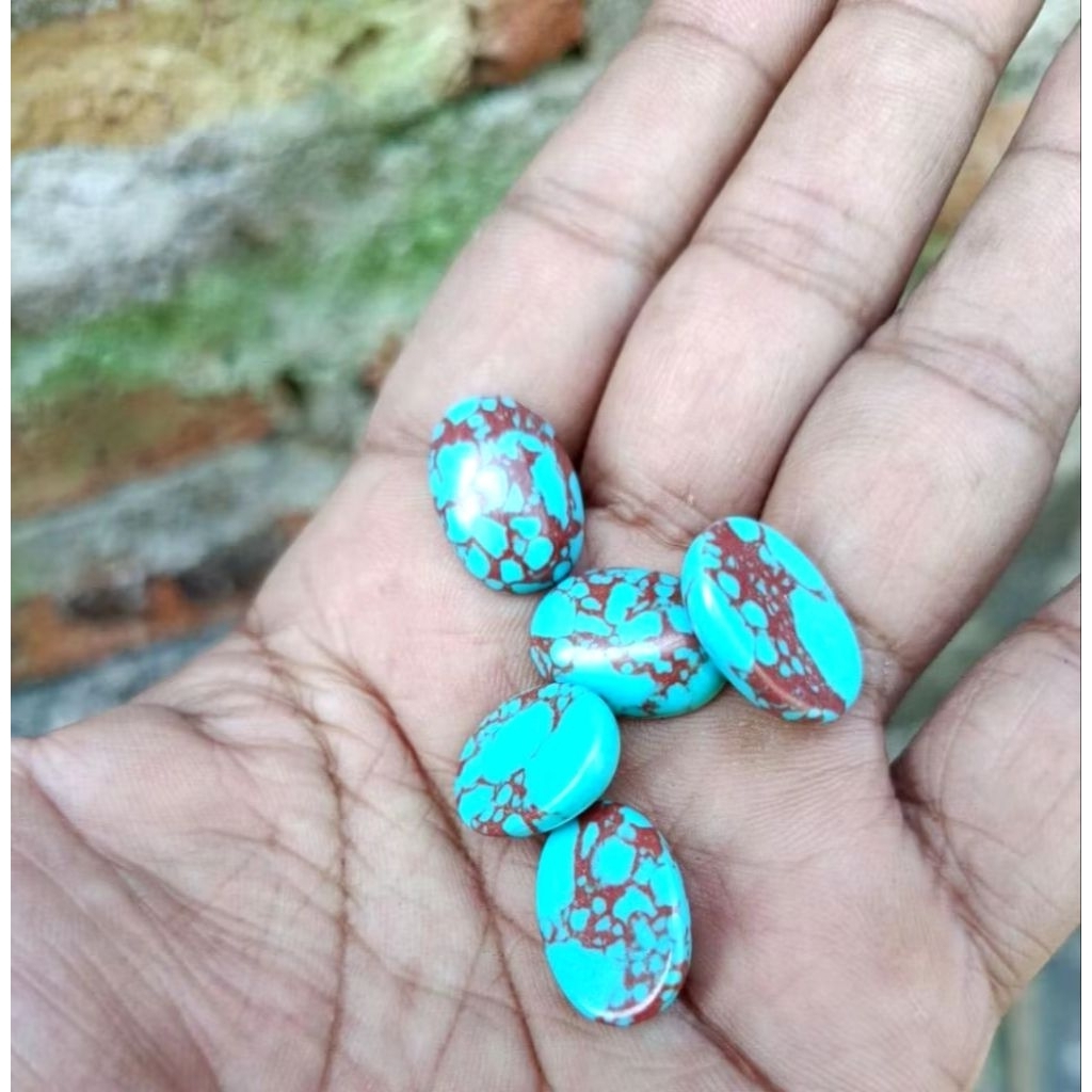 Batu Akik Pirus Mesir Tosca Urat Merah
