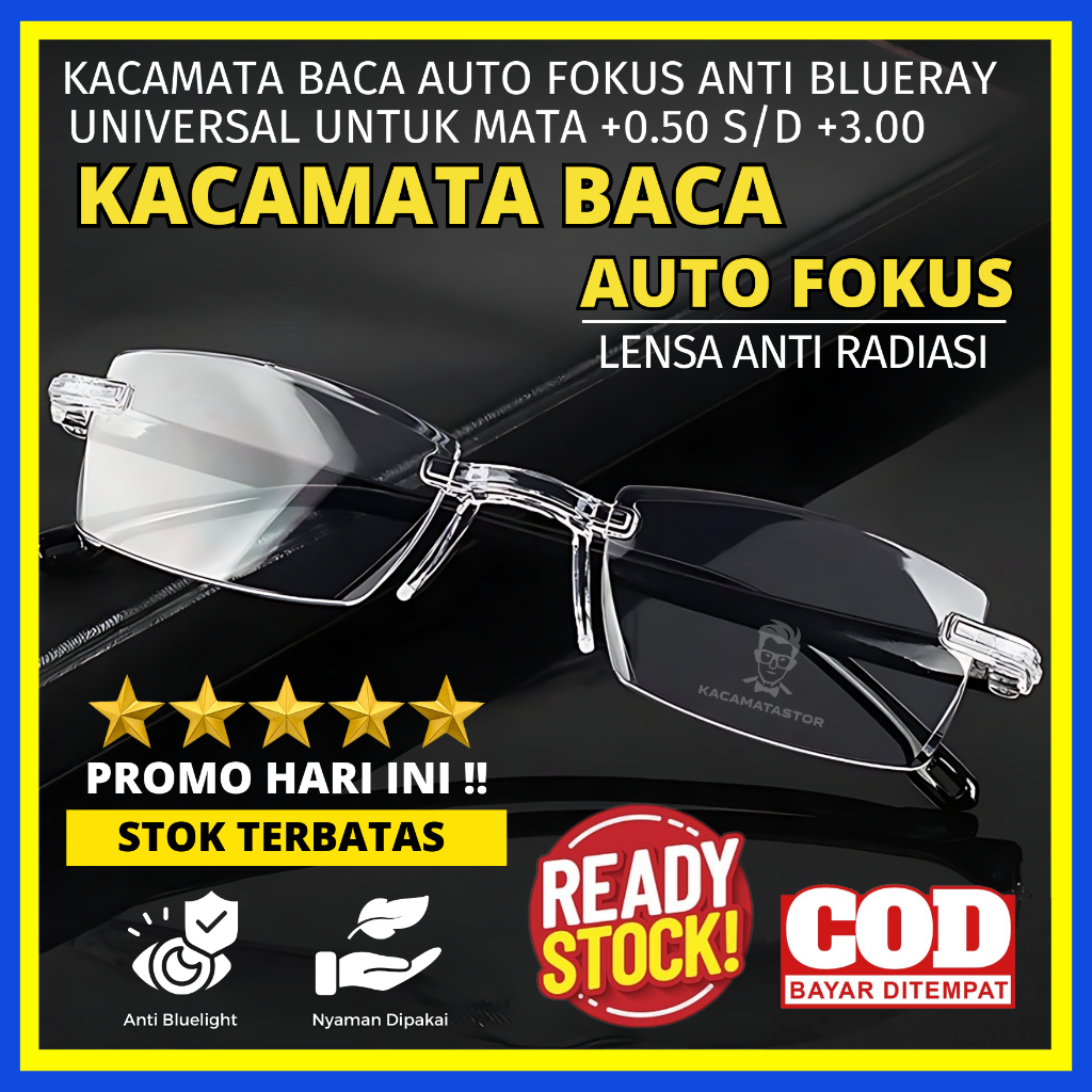 Kacamata Baca Plus Super Auto Fokus Anti Radiasi Blueray Kaca mata Wanita Pria